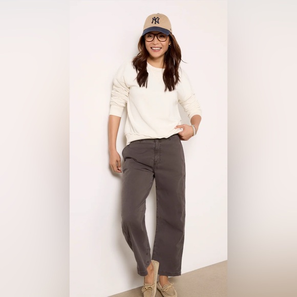 Ag Adriano Goldschmied Denim - AG “Fiona” High-Rise Barrel Pants – Italian Fabric – Gray Size 25